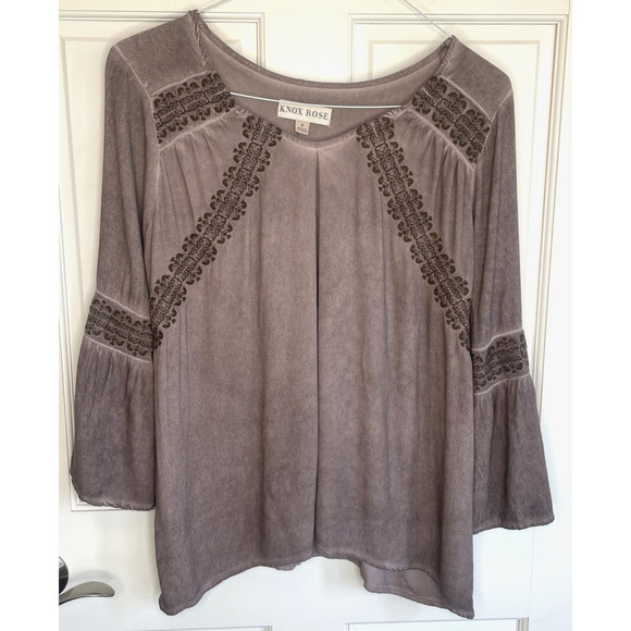 Knox Rose Tops - Knox Rose Women's Boho Embroidered Blouse Sz S Bell Sleeve Flowy Peasant Cowgirl